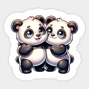 Pandas hugging. Sticker